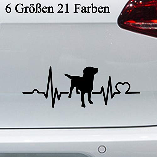 Herzschlag Labrador Aufkleber - Retriever Sticker Heartbeat Love Dog JDM - 6 Größen, 21 Farben, Made in Germany - Stickerfreaks - ORACAL, Schwarz, Vinyl, Herz (Heart), Aufkleber, Sticker