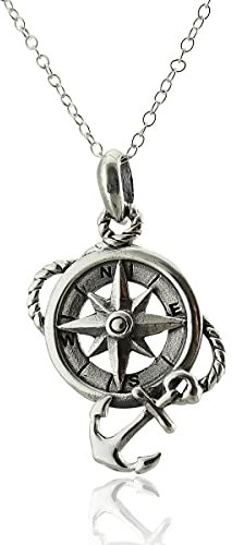 Pendentif en argent sterling en forme d'ancre avec boussole, Métal, Non connu