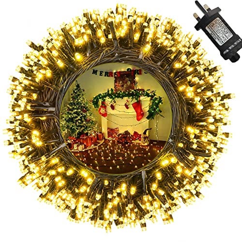 Moxled Christmas Tree Lights Warm White - 35M 350 LED Outdoor Christmas Lights Waterproof, Timer, 8 Modes Expandable Fairy String Lights Mains Powered for Outdoor Indoor Xmas Tree Decorations