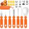 TaimeiMao Halloween Kürbis Schnitzset,6 Stück Edelstahl Kürbis Schnitzwerkzeug mit 6 LED Kerzen,10 Schnitz Vorlagen und Aufbewahrungstasche,Kürbis Schnitzen Kürbis Carving Set