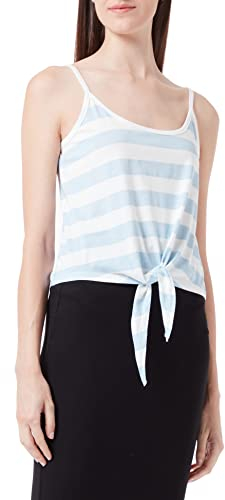 ONLY Women's ONLMAY S/L Knot Short Stripe JRS Top, Cashmere Blue/Stripes:Cloud Dancer (kia), L