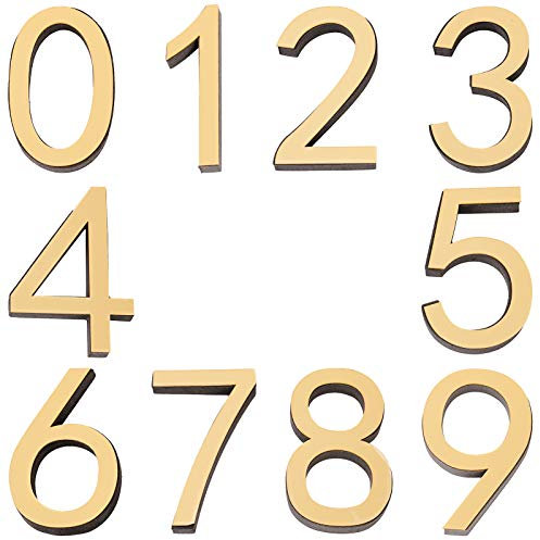 CREATCABIN Door Address Mailbox 3D Numbers 3 Inch Self-Adhesive House Street Address Numbers Stickers Sign for Home Office Room Outside, 0 to 9 (Gold) 10 Pieces