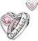 Qings Birthstone Charms Naissance Charme Octobre Mois Pierre Coeur Forme Charm AAA Zirconium Rose Cz Argent Sterling pour Bracelet Collier Chaîne Femme Fille Anniversaire Bijoux Cadeau avec Sac Cadeau