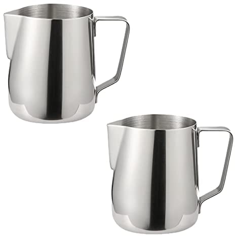 2 Pcs Stainless Steel Milk Pitchers - 100 ML Professional Barista Milk Jugs for Latte, Cappuccino, Mocha