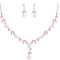 EVER FAITH Parures Femme Série Perle et Feuilles Cristal Tchèque Strass Collier Boucles d'oreilles Pendant Rose Clair Ton Rosé Or