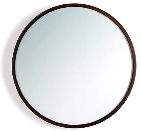 Wandspiegel Runder Spiegel 40 50 60 70 Cm Holzrahmen Ohne Nähte Mit Rückwand Badezimmer Spiegel, Wanddekorativer Spiegel Handgefertigt Wandspiegel Für Wohnzimmer Badezimmer Flur ( Color : Brown , Size