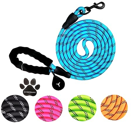 Starkes Hundeleine, 3M/2M,Geeignet für mittelgroße und große Hunde, Mit komfortablem gepolstertem Griff und hoher reflektierender Linie (Blue, 3M×12mm)