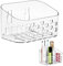 CYNNXIA Shower Caddy Small Shower Basket Plastic Bathroom Shelf Organiser Wall Mounted Shower Storage Rack Shelves Makeups Shampoo Holder No Drilling Adhesive Storage for Bathroom and Kitchen, Clear