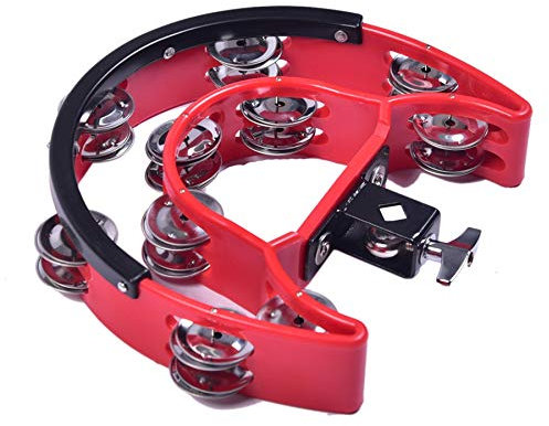 Energetic Double Anneau Moon Tambourine Tambourin Tamborine Rythme de Batterie Jazz Instrument à Percussion Accessoires-Rouge