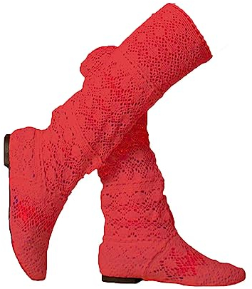 ORANDESIGNE Donna Ricamo Stivali Estive Affascinante Traspirante Stivali Elegante Sandali Tinta Unita Stivali Piatti Testa Rotonda Stivali A Rosso 37 EU
