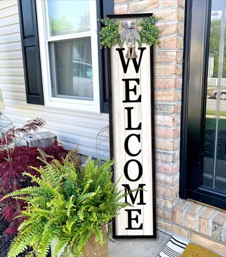 Surfapans Welcome Sign for Front porch Standing 45X9 Black