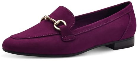 MARCO TOZZI Damen Loafer ohne Absatz Vegan mit Schnalle, Rosa (Grape), 41 EU