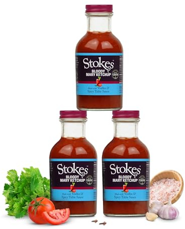 Stokes Bloody Mary Tomato Ketchup 3PK, Rich & Vibrant Tomato Sauce, Perfect For Full English Breakfast, Award Winning Bloody Mary Ketchup, Tomato Sauce Ketchup With Juicy Mediterranean Tomatoes