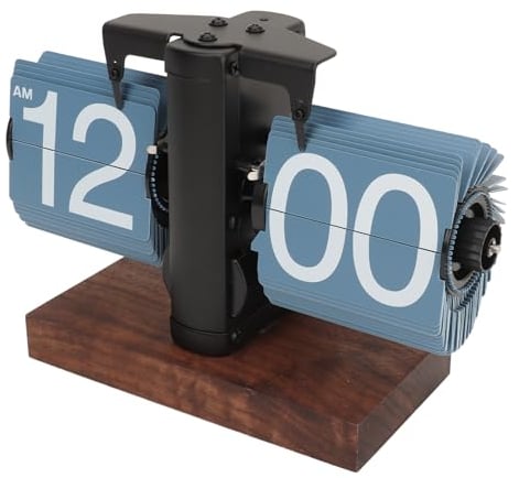 Sonew Retro Digitale Flip Down Uhr, Automatisches Drehen Uhr, Batteriebetriebene Mechanische Uhr, für Heimzimmer Büro Dekoration (blau)