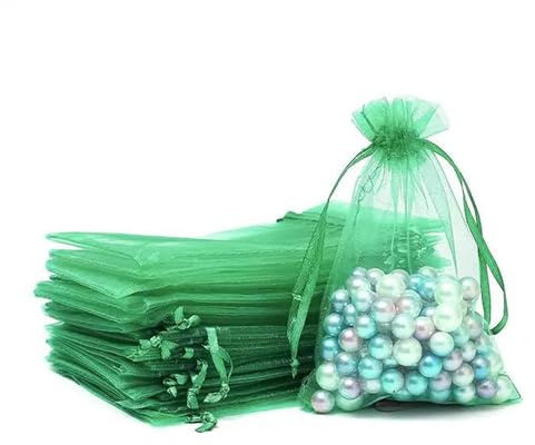 Organzabeutel, 30 Stück Organzasäckchen 20x30 cm Schmuckbeutel Grün | Gross Organza Säckchen Zum Befüllen für Geschenksäckchen Hochzeit Weihnachten Beutel Party Geschenk