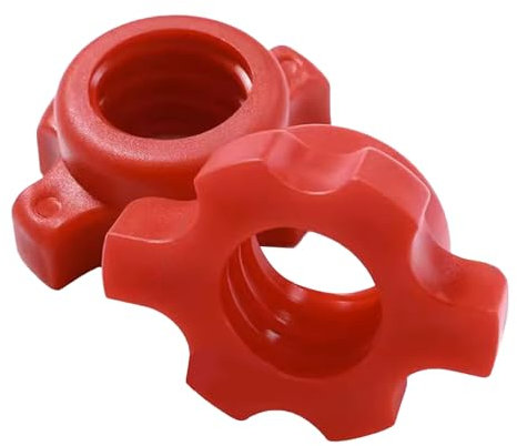 2PCS Red Dumbbell Nuts Anti Slip Stable Spinlock Collar Screw Dumbbell Nuts for Weightlifting Fitness