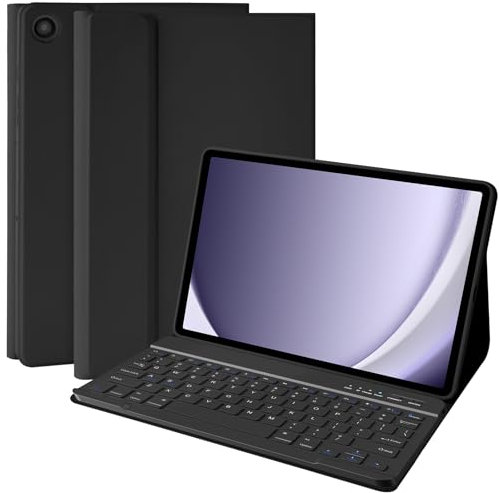 Keyboard Case for Samsung Galaxy Tab A9 Plus 11 Inch 2023 Model (SM-X210/X216/X218), Slim Lightweight Stand Cover with Magnetically Detachable Wireless Bluetooth Keyboard (Black)
