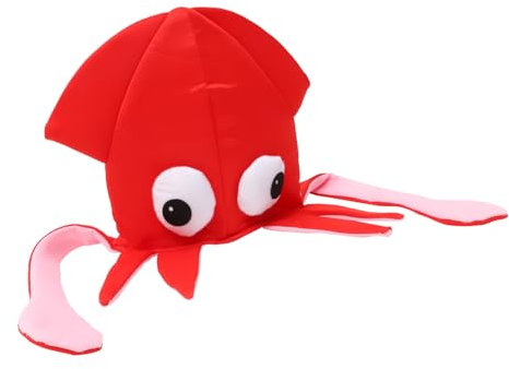 PHENOFICE Tintenfischhut Kinder lustige Hüte Tintenfischkappe Lustige Hüte für Kinder Kinderkleider faschingshut kinder Outfit Kostüm für Kinder Kindermütze lustiger Hut für Kinder Stoff rot
