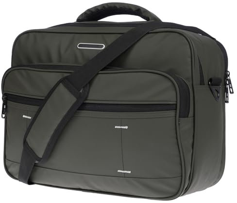 Christian Wippermann XXL Herren Umhängetasche Flugbegleiter Tasche Messenger Arbeitstasche 17 Zoll Laptoptasche Olive