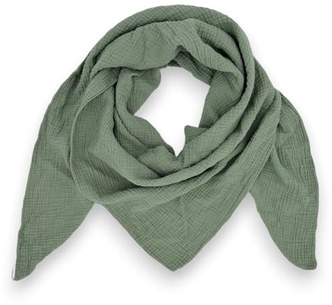 Musselin Schal damen Uni Made Italy 195 x 72 cm Herbst Winter Dreieckstuch Baumwolle Halstuch (Avocado)