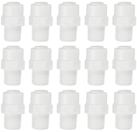 PATIKIL Water Purifier Straight Connector 1/4 NPT Female x 1/4 OD Tube, 15 Pcs Quick Push to Connect Tube Fittings for RO/DI Reverse Osmosis Water Filter Purifier Plumbing System, White