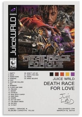 DAGUYS Rapper Juice Wrld Death Race For Love Alben, Musikposter, 2 Poster, Kunstdruck, Wandfoto, Malerei, Poster, Hängebild, Familiendekoration, 30 x 45 cm