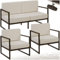 tectake® Gartenlounge Outdoor Set, Sofa 2 Sitzer 2X Gartensessel, Relaxsessel Garten mit Gartenbank, Gartenmöbel, Balkonmöbel, Terrassenmöbel, Wintergarten, Sitzecke Outdoor - 4 Sitzplätze