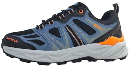 SKOGAN Eiwaas Outdoor Wanderschuhe, Wasserdicht, Schwarz/Blau/Orange, Atmungsaktiv (Schwarz/blau, EU Schuhgrößensystem, Erwachsene, Herren, Numerisch, M, 47)