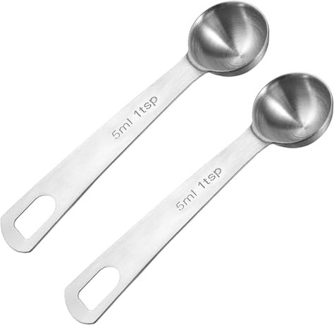 2 Stück Messlöffel Kaffee Teelöffel Edelstahl 5ml Dosierlöffel Messlöffel für Tee Mess-Sets Gewürzlöffel Mini Löffel für Gemahlenen Kaffee Losen Tee Milchbrühe