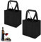 XcnPer Bottle Carrier 2PCS Bottle Bags for Wine Reusable 6-Bottle Holder with Sturdy Base, Black Polypropylene Non Woven Fabric, Ideal for Parties, Picnics, and Home Storage