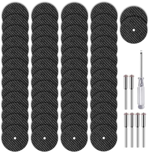50 Pièces Mini Disques à Tronçonner pour Dremel, 32 mm, en Métal, avec 6 Mandrins de 3 mm, pour Bois, Plastique, Métal, Pierre