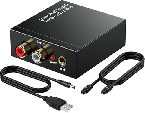 Bohaner Da Wandler Optisch auf Cinch Audio Adapter 192kHz DAC Konverter Digital zu Analog Audiokabel Adapter Stereo RCA 3,5mm Audio-Klinke zu Toslink/SPDIF Koaxial Audio Adapter für Blu-Ray HD TV DVD