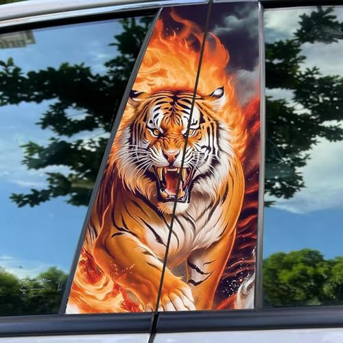 Autotür Aufkleber b säule 2er-Pack Tiger Vinyl Auto Aufkleber Auto B Säule wasserdichte Mittelsäule Dekoration Abdeckung (50x25 cm,Tiger 10#)