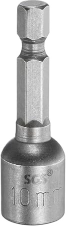 sourcing map Nut Driver Drill Bit 10mm Metric Socket 48mm/1.89 L | 1/4 Hex Shank Magnetic 6-Point Sockets Quick Change CR-V Steel Bolt Setters for Power Drill Drivers