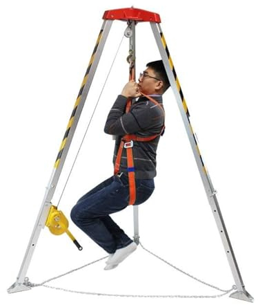 GDMDPTE Trépied de Sauvetage rétractable, kit de trépied en Aluminium pour Espace confiné avec treuil/câble/Pieds de 2600, 1800 et 1200 LB, Support de Sauvetage Portable pour Chantiers de