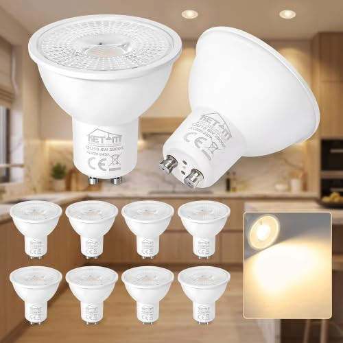 Ketom GU10 LED Warmweiss 2800K, 6W Lampe, 60 Watt Ersetzt, 10 Stück | LED Lampe GU10 Warmweiß, 480LM, Spots 230V, 120° Abstrahlwinkel, LED Lampen, Energiesparendes Leuchtmittel, Nicht Dimmbar