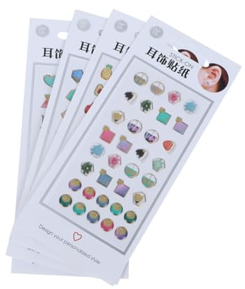 4 Satz Cartoon Ohrring Aufkleber aus Kunststoff Selbstklebend | Nagelsticker und Ohraufkleber, 4 Satz im Pack, für Dekorative Anwendungen