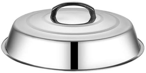 SHINEOFI Runde Grillkuppel aus Edelstahl 34cm mit Verstellbaren Lüftungsschlitzen Anti Tropf Design für Gleichmäßiges Garen von Fleisch Outdoor Grillabdeckung für Camping und Garten