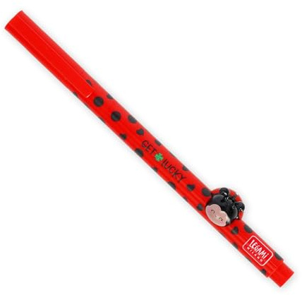 LEGAMI - Gelschreiber mit dekorativem Tier Lovely Friends, Ladybug-Thema, nicht rollend, rot Tinte, entfernbares und wieder kombinierbares Tier, 0,5 mm Spitze
