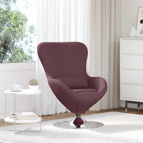 zylophax Eiersessel Lila Stoff moderner Loungesessel mit 360° Drehfunktion 63 x 73 x 90 cm komfortabler Relaxsessel für Wohnzimmer und Schlafzimmer ergonomischer Polstersessel