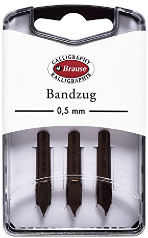 Brause 318005B Packung, mit 3 Feder Bandzug, 0, 5 mm, ideal für gotische Buchstaben, ideal für die Kalligraphie, 1 Pack