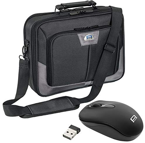 PEDEA Laptoptasche Premium Notebook-Tasche bis 13,3 Zoll (33,8 cm) Umhängetasche mit Schultergurt inkl. Schnurloser Maus, Grau