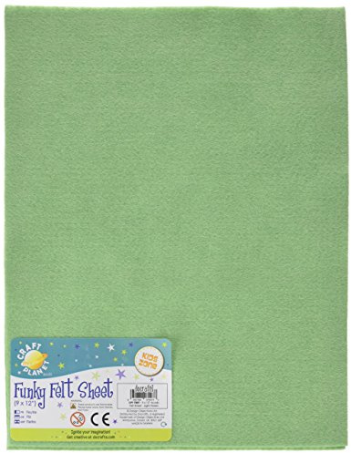 Craft Planet 9 x 12 Acrylic Felt, Light Green, Craft Sheets, Coloured Square, Crafting Fabric, Stick with Glue Adhesive Pritt Sticks, for Sewing, Patchwork, Crafts