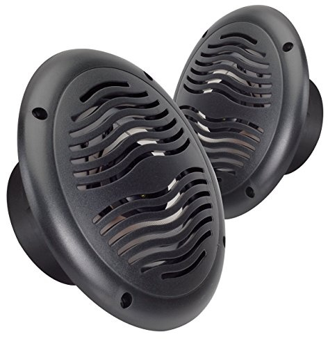 Magnadyne WR65B Water-Resistant 6-1/2 2-Way Speakers with Integrated Grill/Frame | Black (Sold as a Pair)