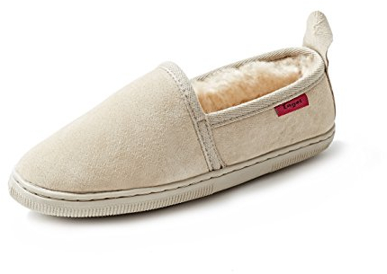 Reissner Lammfelle | Engel Hausschuhe Java | Veloursleder | Innenfutter echtes Merino Lammfell aus Australien | kuschelige Slipper | 38 beige