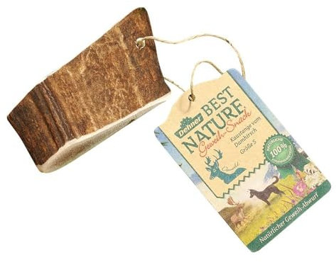 Dehner Best Nature Hundesnack, hochwertiges Leckerli geruchsarm / 100 % natürlich, Kausnack für Hunde, Kaustange, Damhirsch-Geweih, Größe S