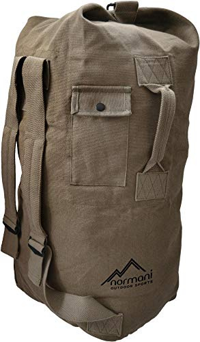 Seesack aus reißfestem Canvas-Material mit Doppelgurt und Metallverschluss - 100% Baumwolle Beige 20 Liter