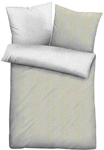 biberna 0840500 Wende-Bettwäsche Garnitur mit Kopfkissenbezug Melange-Flanell 1x 155x220 cm + 1x 80x80 cm, kitt