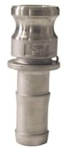 Raccord camlock male - embout cannelé en inox - Type E - Ø A: 1''1/2 | Ø B: 40mm