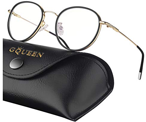 GQUEEN Occhiali Luce Blu Donna Uomo Rotondi Metallo Antiaffaticamento Antiriflesso Gaming Computer Occhiali Anti Filtro Luce Blu Protezione UV